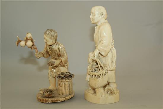 Two Japanese ivory okimono, early 20th century, 12.5cm